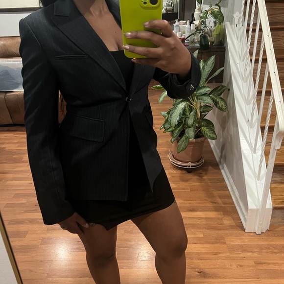 Calvin Klein Charcoal Pinstripe Blazer - Picture 4 of 4